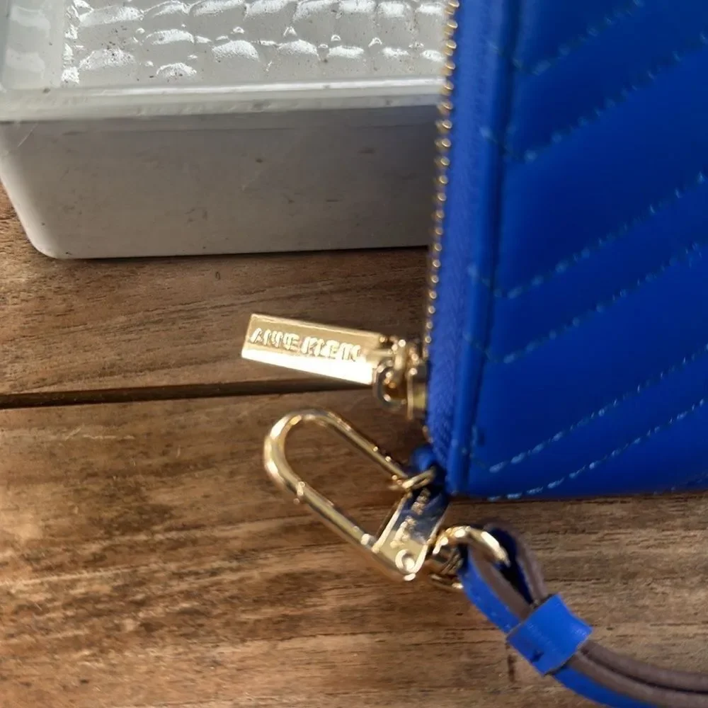 Anne Klein Blue Quilted Wristlet